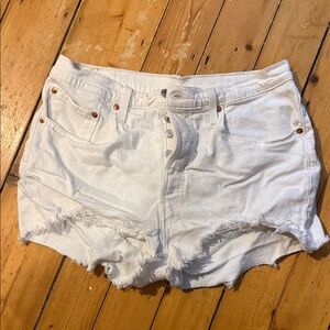 Levi’s 501 White Distressed Denim Women's Shorts